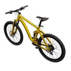 Gold mountain bike on an isolated white background. 3d rendering.