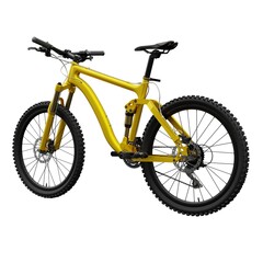 Gold mountain bike on an isolated white background. 3d rendering.
