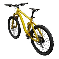 Gold mountain bike on an isolated white background. 3d rendering.