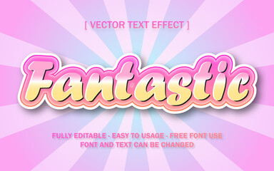 Fantastic cheerful colorfull pink blue style editable vector text effect