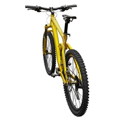 Gold mountain bike on an isolated white background. 3d rendering.