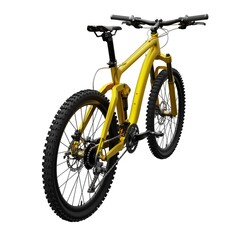 Gold mountain bike on an isolated white background. 3d rendering.