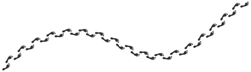 Step footprints paths. footstep prints and shoe steps . shoe tread footprints vector illustration isolated on white background.