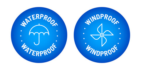 100% Waterproof Windproof vector logo badge icon set