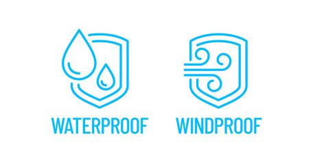 100% Waterproof Windproof vector logo badge icon set - obrazy, fototapety, plakaty