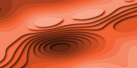 Luxury orange abstract papercut background with 3d geometry circles. Orange paper cut banner with 3D slime abstract background and orange waves.