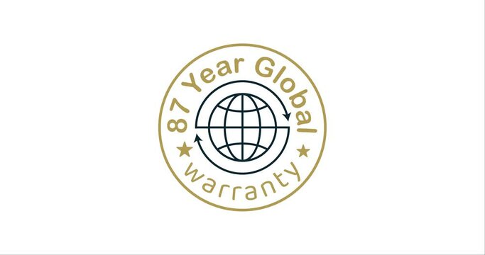 87 year global warranty modern animation design