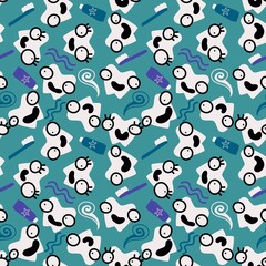 Kids doctors seamless tooth pattern for textiles and packaging and gifts and linens and wrapping paper