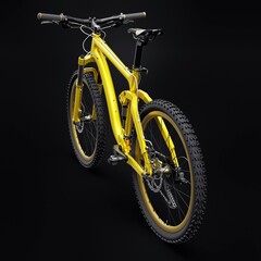 Fototapeta na wymiar yellow mountain bike on an isolated black background. 3d rendering.