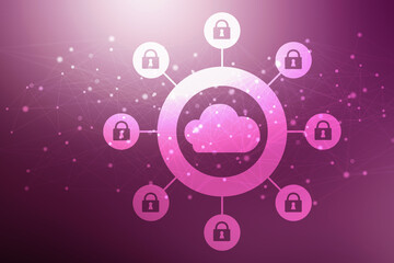 Fototapeta premium 2d rendering Cloud computing, security 