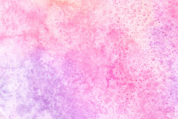 Colorful watercolor texture. Abstract hand-drawn background in pastel pink and purple colors.