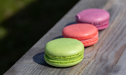 Macarons are multi-colored in nature. Multicolored french pasta for breakfast.