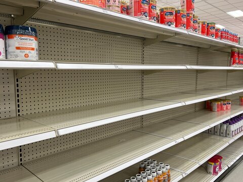 Empty shelves at a Target store show how widespread the baby formula shortage is.