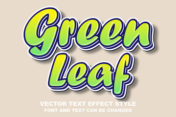 green leaf 3d editable text effect font style template banner