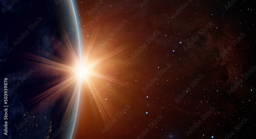 Poster planet earth with a spectacular sunset 