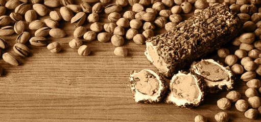 Nuts and halva on the table