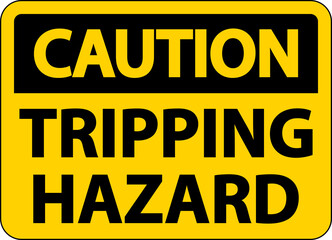 Caution Tripping Hazard Sign On White Background