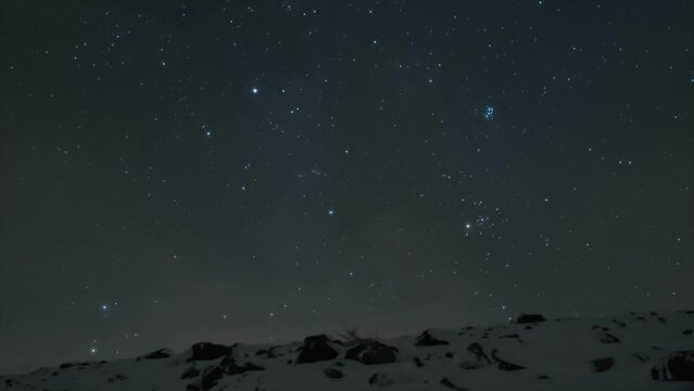 Night Sky Timelapse In Winter, Cairngorms, Scotland