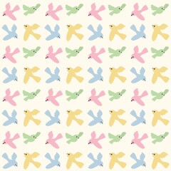 Bright multi-colored pattern. Birds pattern in cartoon style. Children's pattern.