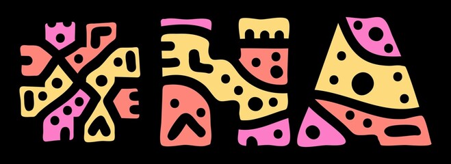 HA Hashtag. Doodle isolate text. Colored curves decorative doodle letters. Hashtag #HA is abbreviation for the US American state Hawaii for print, booklet, banner, flyer.