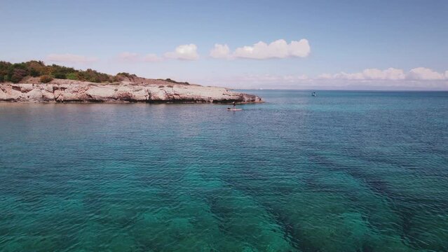 drone 4k aerial footage protaras cyprus sea sup watersports ocean surf turquoise coast beach
