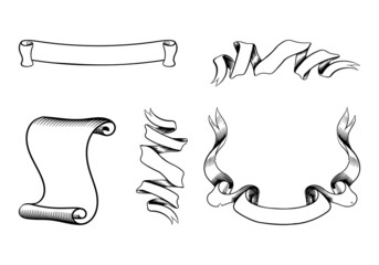 Medieval abstract ribbons vector set for heraldry design - obrazy, fototapety, plakaty