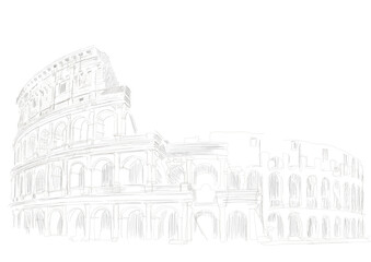colosseum, coliseum hand-drawn style black and white graphics, sketch