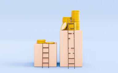 The concept of hard risky work brings financial results. Through hard work, the business achieves success - 3d illustration