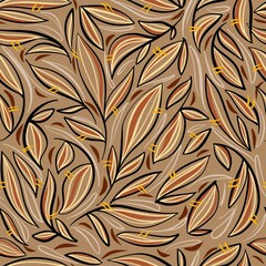 Seamless pattern. Autumn leaves. Stylized drawing. For the design of websites, postcards. Vector.