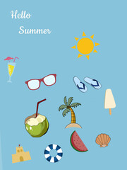 summer icons set