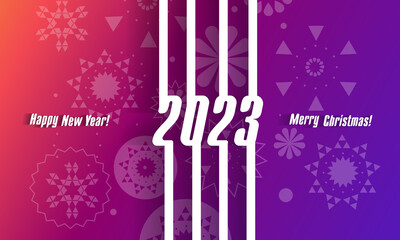 Happy new year 2023. Realistic elegant vector templates. Realistic gifts and Christmas garlands. Vector