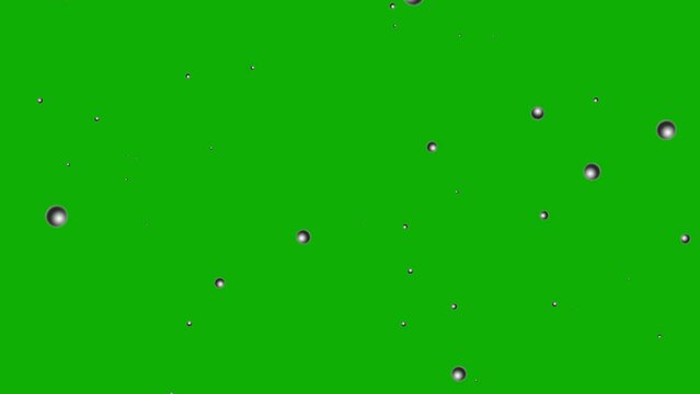 Moving metallic spheres motion graphics with green screen background