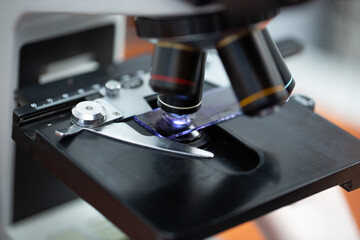 Laboratory Microscope. Scientific and healthcare research background.