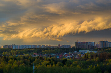 time clouds over the city