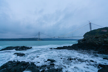 Yavuz Sultan Selim Bridge in Istanbul, Turkey. 3rd Bosphorus Bridge and Northern Marmara Motorway.