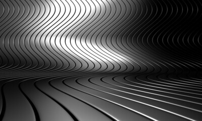 Metallic abstract wavy stripes background