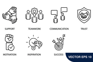 collaboration and teamwork icons set . collaboration and teamwork pack symbol vector elements for infographic web