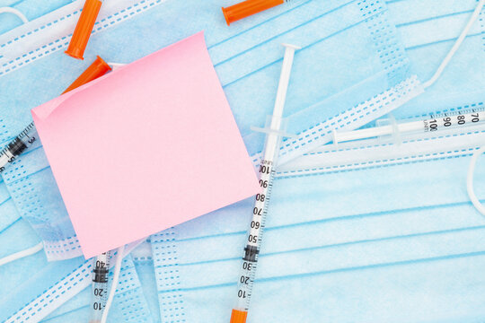 Disposable Surgical Face Mask And Needles With Note