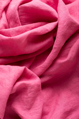 Stonewashed linen fabric in pink color