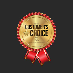 Golden badge of customers editors or buyers choice 