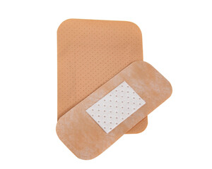 Brown elastic plaster sticky isolated on the white background
