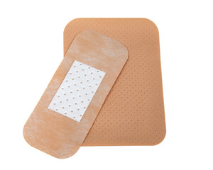 Brown elastic plaster sticky isolated on the white background