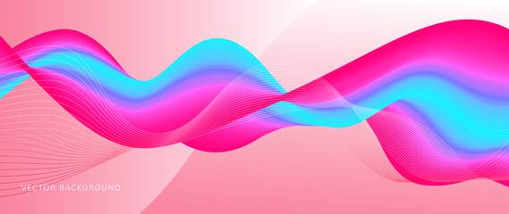 Abstract gradient fluid vector background. Colorful wallpaper template with dynamic color and waves, blurred, blend. Futuristic modern backdrop design for business, presentation, ads, banner.