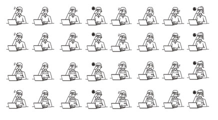 パソコン操作に悩む人物イラスト