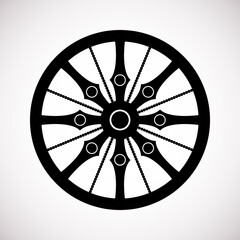 Dharma wheel logo icon. Buddhism sacred symbol. Dharmachakra. Vector illustration isolated on white background