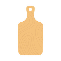 Wooden cutting board isolated on white background. Kitchen utensil.