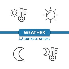 Weather Icons. Sun, Day, Moon, Night, Thermometer, Forecast