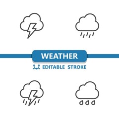 Weather Icons. Cloud, Cloudy, Lightning Bolt, Rain, Raining, Storm
