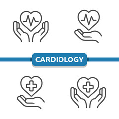Obraz premium Cardiology Icons. Healthcare, Health Care, Medical Icon.