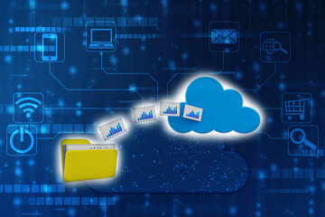 3d rendering Cloud computing concept, Cloud internet technology concept background, Cloud computing and network data Storage concept